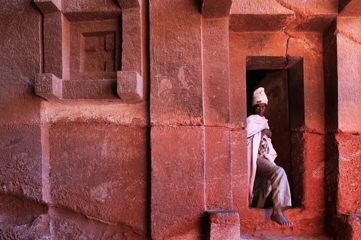 Lalibela - Lalibela, Ethiopia Ethiopia, 11 monolithic rock-hewn churches Bet Giyorgis (St. George's) cross-shaped church Underground tunnels and passageways Ancient religious paintings Living pilgrimage traditions